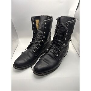Vintage Roy Cooper Black Lace Up Boots Size 7 M- All American Made